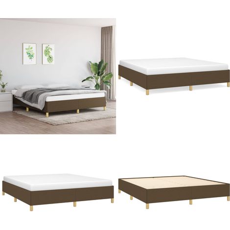 Estructura de cama con somier de tela marrón oscuro 180x200 cm - Estructura de cama - Colchón