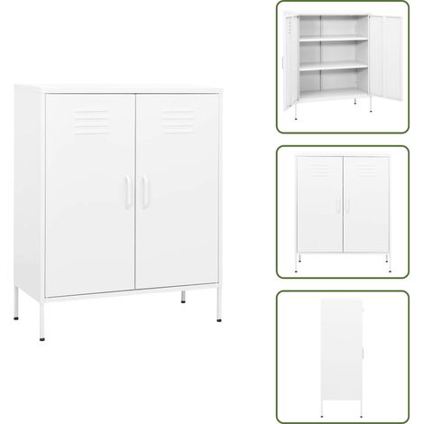 Armadietto portaoggetti - vidaXL Armadietto Bianco 80x35x101,5 cm in Acciaio - Armadietto bianco