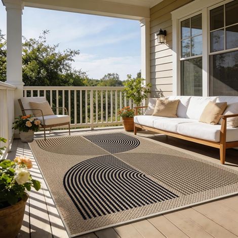 Tapis Salon 120x180cm Aspect Jute Tapis de Cuisine Naturellement Lavable Tapis Noir Brun Antidérapant Tapis pour Chambre, Balcon, Entrée, Salle à Manger, Bureau, Décor (1/5)