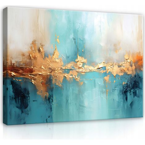tableau abstrait or bleu grand salon 120x80 (1/3)