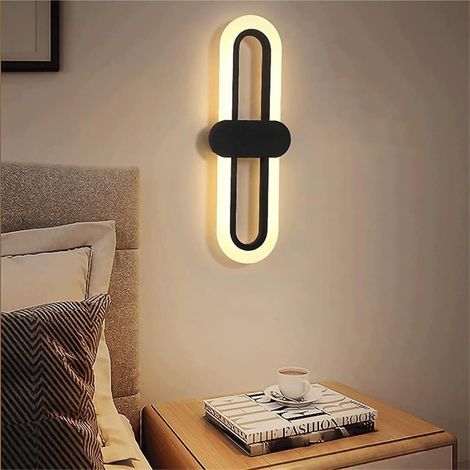 Oval Wall lamp Lighting Fixture LED Indoor Lighting Fixture Acrylic Metal Wall lamp - Simple Wall Washer Chandelier(Black) (1/5)