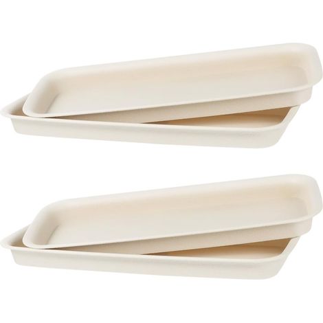 Lot de 4 Plateaux pour Plantes Rectangulaires 34X14 CM en Plastique Bac de Drainage pour Pots de Fleurs Intérieur et Balcon (1/5)