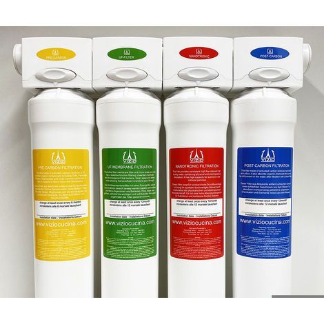 Set sistema di filtraggio acqua meccanico a 4 stadi - filtro carboni attivi + membrana ultrafiltrazione + filtrazione nanotronic (1/5)