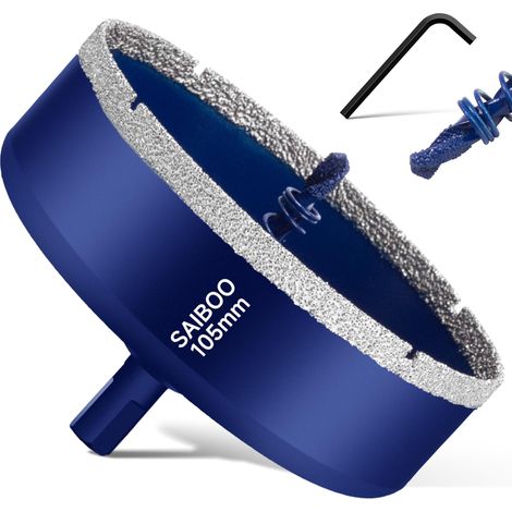 Scie Cloche Diamantée pour Carrelage avec Foret de Centrage, Foret Diamant Brasé dur pour Porcelaine, Carrelage, Verre, Granit, Marbre et Céramique (Diamètre 105mm) (1/5)