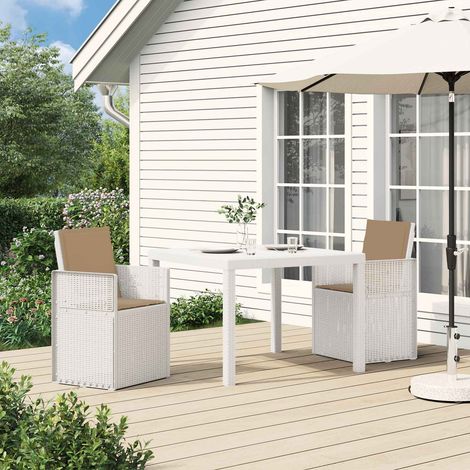 vidaXL Ensemble de salle à manger pour jardin 3 pc Blanc et taupe PP (1/5)