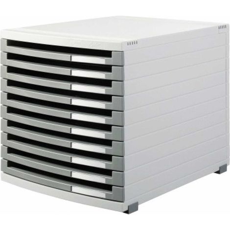 HAN Schubladenbox HAN CONTUR 10 Schubladen DIN A4 DIN B4 DIN C4 Polystyrol Gehäusefarbe:lichtgrau Farbe der Schublade: dunkelgrau (1/3)