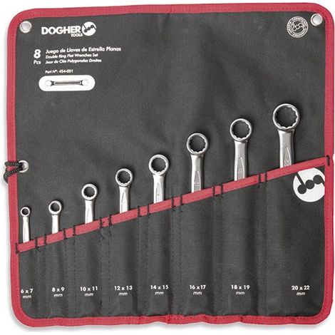 Tasche aus Nylon mit 8 flachen Doppelsternschlüsseln DOGHER 454-001