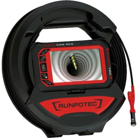 Runpotec – Caméra d'inspection 15m – Système à double caméra – Résistance IP67 – Affichage intégré – Wi-Fi pour visualisation en temps réel