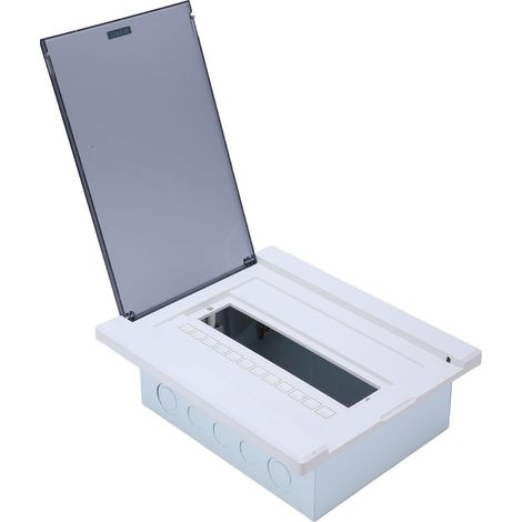 Boîte de distribution électrique 12 voies, boîtier en acier inoxydable, couvercle transparent en polycarbonate, protection par disjoncteur, avec rail DIN (1/5)