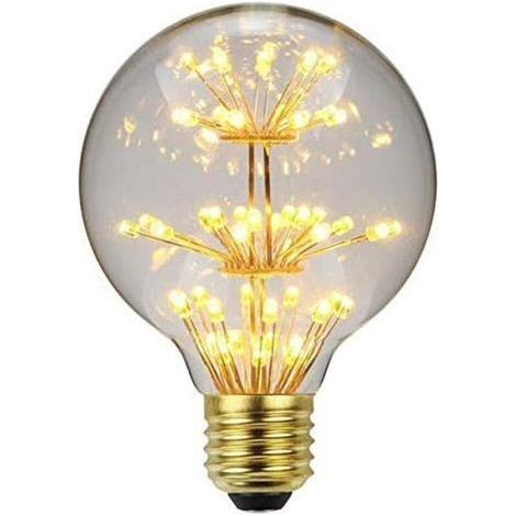 G80 3W LED Ampoule de Filament Forme classique sphérique,220V E27 Culot, Blanc Chaud 2200K, Angle de Faisceau 360°, Equivalent à 30 Watt,Surface imprimée aspect starry (G80) (1/4)
