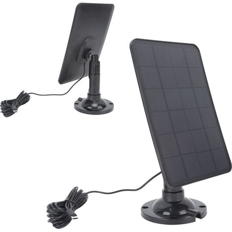 Panneau solaire 10 W 5 V pour caméra de surveillance extérieure sans fil, étanche IP65, chargeur solaire monocristallin en silicium de type C, noir (1/5)