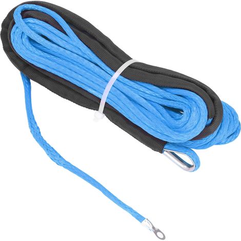 Câble de treuil 4,8mm x 15m en fibre synthétique, résistance 5500lbs, étanche, pour VTT, côte à côte et remorque, bleu (1/5)