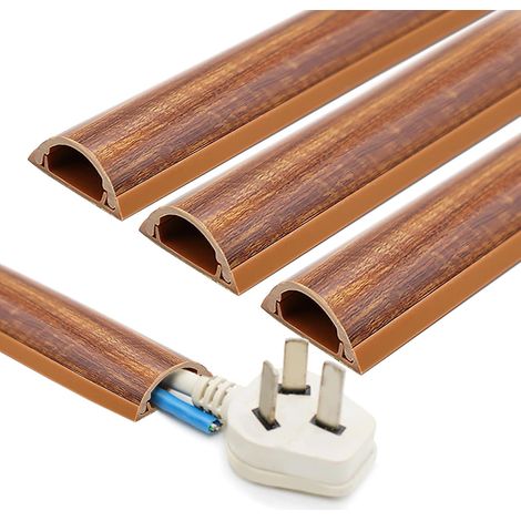 Goulotte de câble en PVC pour sol - Gaine de câble autocollante - Aspect bois - Pour sol - 3 x 1,2 x 30 cm x 13 cm - Marron foncé (1/5)