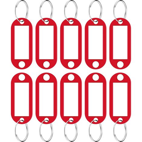 Etiquettes Pour Clés - Plastique - 5 x 2,2 cm - Multicolore (Noir Rouge Blanc Vert Jaune) - Réinscriptibles - Lot de 100 (1/5)