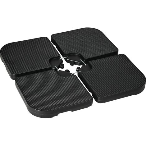 Base per Ombrellone 99,7x99,7x8,3 cm set 4 Pezzi Impilabili in HDPE Nero (1/5)