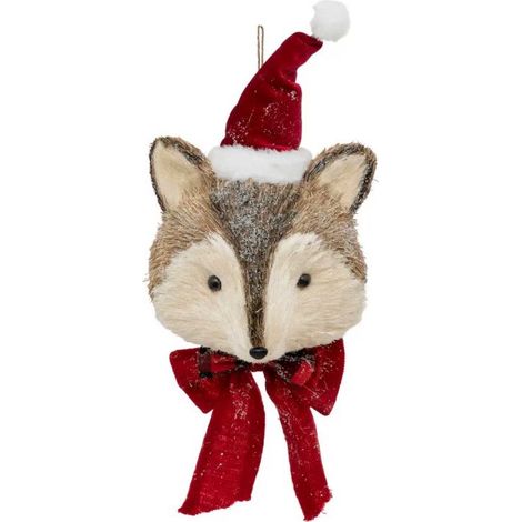 Paris Prix - Décoration Murale De Noël renard 49cm Rouge