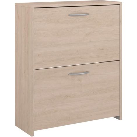 Meuble a chaussures 2 abattants - EASY LIFE - Chene - 66,5 x 78,5 x 25,1 - PARISOT (1/5)