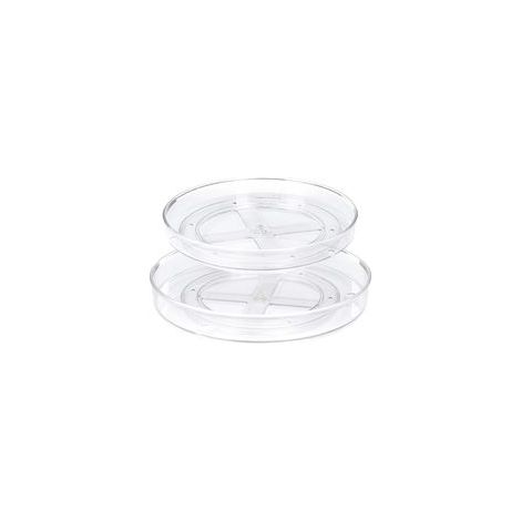 Lot de 2 Lazy Susan Plateau Tournante de Cuisine Plateaux de Rangement Rotatifs à 360° pour Cuisine et Salle de Bain(27 x 4,6 cm + 23,5 x 3,8 cm)