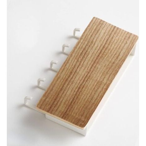 NALOOKAMIC  Range Courrier Et Boite CléS en Bois Porte CléS à Crochet Sans Trou Range Courrier Mural Bois 5 Crochets en Bois Avec Cinq Crochets en Plastique pour Combiner Dossiers De Courrier Avec Cro