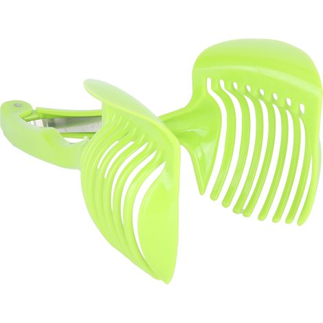 Accessoire de tranchage à main porte-oignon coupeur légumes fruits tomates pommes de terre ustensile gadget cuisine en ABS vert 18.5x8 cm 1 pièce (1/5)
