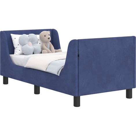 Toddler Bed Frame with Headboard Police Blue 70 x 140 cm Velvet vidaXL