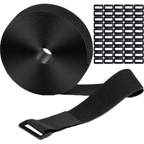 Cinghia in velcro da 10 m con 50 passanti, fascette richiudibili, taglio facile, fascette in velcro, strisce in velcro per casa, ufficio e giardino (larghezza 2 cm) (1/5)
