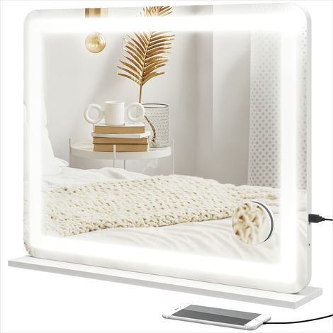 Tabouret Miroir lumineux LED design 80 x 62 cm avec grossissement (1/5)