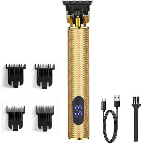 Tondeuse À Cheveux - Lame En T En Acier Carbone - Sans Fil Rechargeable Avec Écran LED - Pour Hommes - 1 Pièce