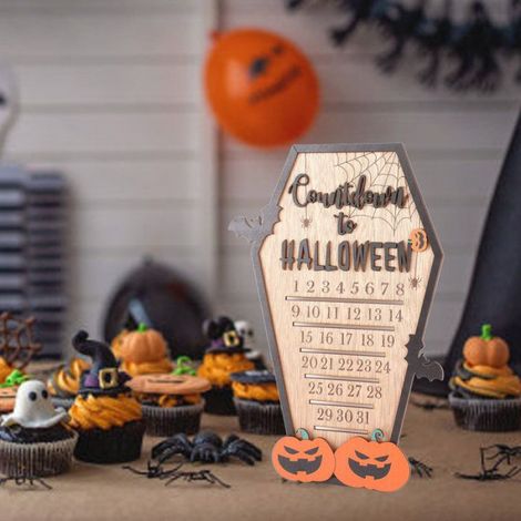 Calendrier De L Avent Halloween - Blocs De Bois Amovibles - Décoration Compte À Rebours Pour Intérieur - 24 Pièces (1/5)