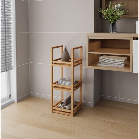 Étagère de salle de bain en bambou à 3 niveaux, 70 x 26 x 26 cm, naturel HAVRYA (1/5)