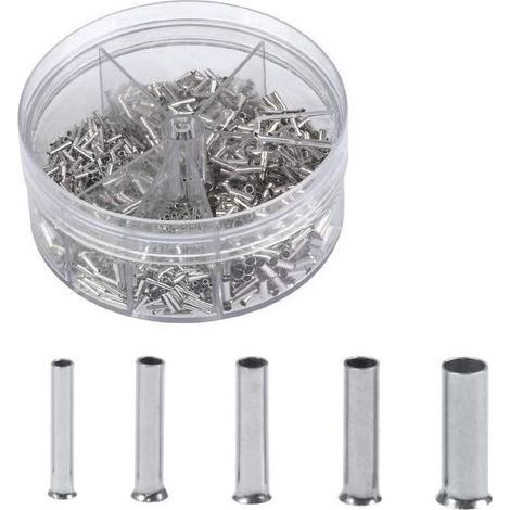 1900pcs Embouts de câbles de cosses non isolés 0,5/0,75/1,0/1,5/2,5mm² avec une boîte de stockage/rangement (1/5)