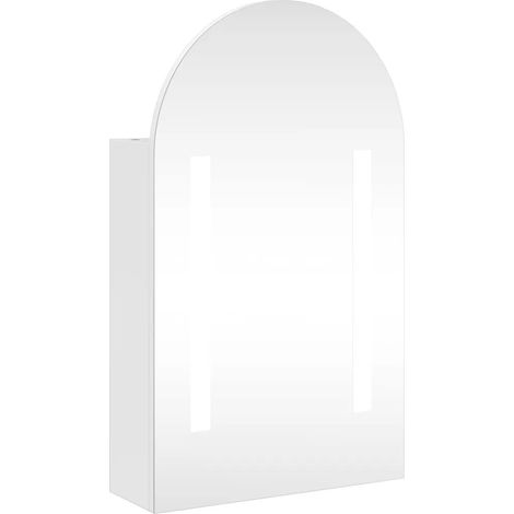 Mobiletto da bagno con specchio a LED design elegante 42 x 13 x 70 cm con ripiani regolabili in legno bianco 020047273