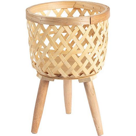 Soporte para plantas de bambú natural – Soporte triangular de bambú para macetas y suculentas (32,5 x 21 cm)