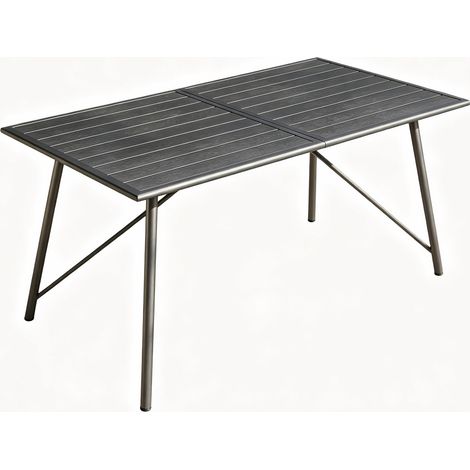 Mesa de jardín de acero gris 150 x 80 x 74 cm (1/5)