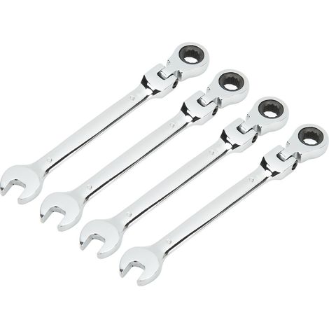 Jeu de clés à cliquet rotatives métriques, clé mixte à double extrémité, outil métrique à cliquet à engrenage cannelé flexible permettant d'économiser du temps et de l'énergie, 9 mm/0,4 pouce. (1/5)