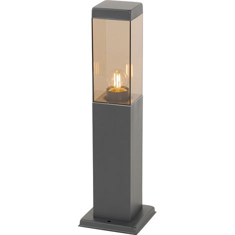 Modern Outdoor Pole Lamp Dark Grey with Smoke 45 cm - Malios