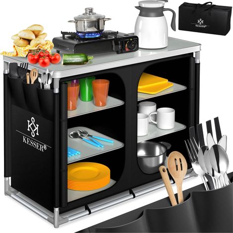 KESSER® Campingschrank Campingküche mit Aluminiumgestell inkl.Tragetasche Kocherschrank für Camping Outdoor-Campingmöbel Typ F6
