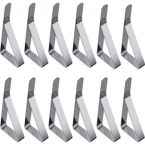 BEBUSINGOTO 12 Packungen Tischdecken-Anpassungsklammern, Tischklemmen aus Edelstahl, Tischdeckenhalter (Silber) (1/5)