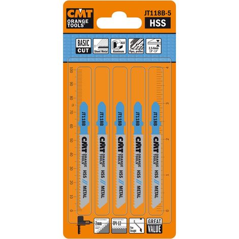 CMT JT118B-5 5 LAMES POUR SCIE SAUTEUSE EN HSS POUR BOIS DROITE ET FIN 76X2X12TPI (1/3)
