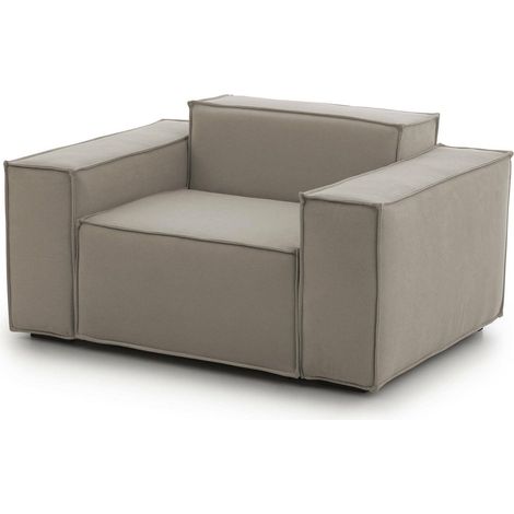 Dmora - Lounge-Sessel Dciurri, Lounge-Sessel, 100% Made in Italy, Relaxsessel aus gepolstertem Stoff, Cm 140x95h70, Turteltaube