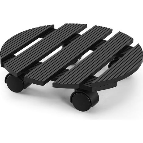 Randaco Soporte para Plantas WPC Redondo 30 cm, Gris, Ruedas para Macetas, Carro para Plantas, Capacidad 80 kg (1/4)