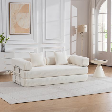 Canapé convertible modulable en velours côtelé avec coussins (1/5)