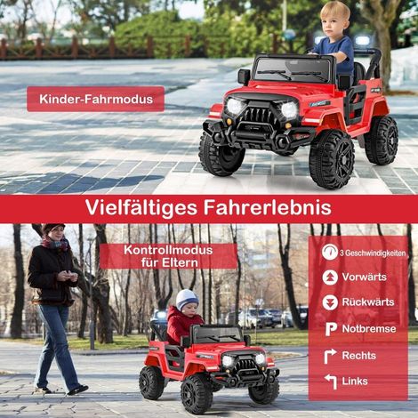 Camion électrique enfant 12V avec télécommande parentale, roues tout-terrain et phares LED, dès 3 ans (1/5)