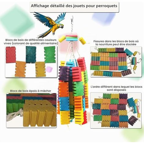 Chew Toy for Parrots, Large Natural Wooden Parrot, Chew Toy for Birds, Biting Toy for Large Parrots, African Grey Parrots (1/4)