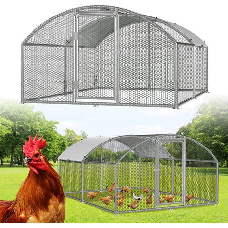 TolleTour Pollaio 3×4×2 m con tetto ad arco – Recinto per piccoli animali, voliera esterna, gabbia per polli in acciaio zincato
