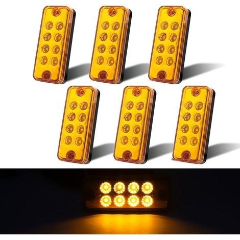Rectangle Feux de position latéraux Indicateur de dégagement 12-24v Lampe scellée Montage en surface 6pcs Ambre (1/5)
