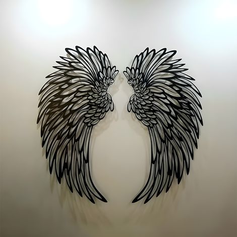 paire d'ailes d'ange, sculpture murale en métal, décoration pour salon