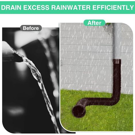Extensions de Tuyau de Descente de Gouttière, Rallonge de Tuyau de Drainage d'eau de Pluie de 47 à 150 cm, Connecteur De Vidange Bec Gouttière Extensible Rétractables Flexibles, Marron (1/4)