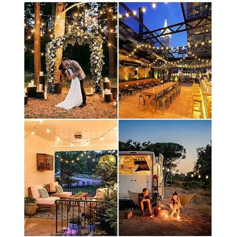 Luci decorative da esterno, catena di luci LED G40 da 15 m con 25+1 lampadine di ricambio, luci decorative impermeabili per esterni, catene di luci decorative collegabili per giardino, feste, serate, (1/4)