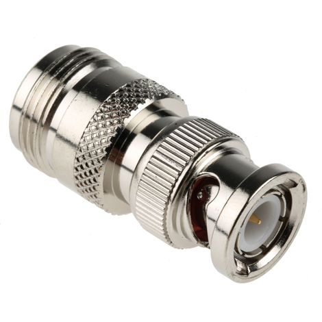 Adaptateur RF Fiche BNC vers Prise Type N, Droit, 50O, Coaxial, Nickel ( Prix pour 1 ) (1/3)